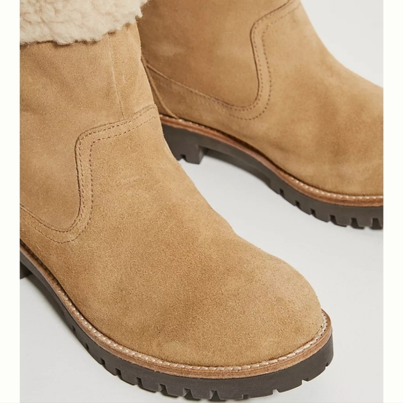 Anthropologie Louise Sherpa-cuffed Ankle Boots - tan - Picture 3 of 15